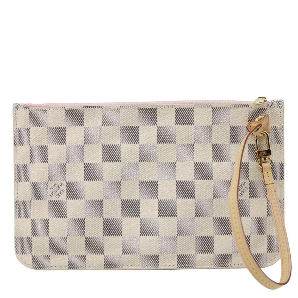 Louis Vuitton Neverfull MM Pochette Damier Azur Wristlet Rose Ballerine - Picture 3 of 12
